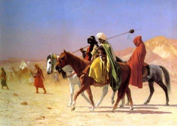 تابلو نقاشی کاروان اعراب در کویر تابلو نقاشی کاروان اعراب در کویر