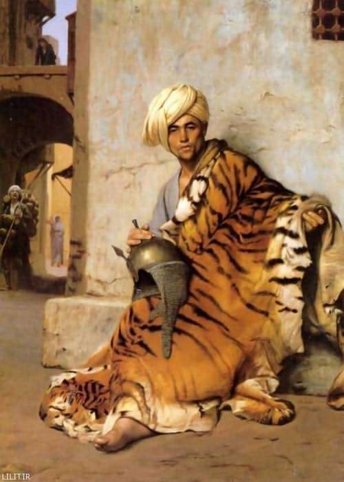 تابلو نقاشی فروشنده پوست ببر تابلو نقاشی فروشنده پوست ببر