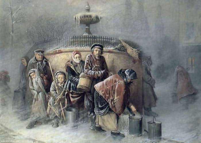 تابلو نقاشی ایستاده در صف سرمای زمستان روسیه تابلو نقاشی ایستاده در صف سرمای زمستان روسیه