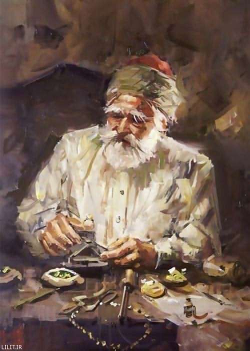 تابلو نقاشی پیرمرد طلاساز تابلو نقاشی پیرمرد طلاساز