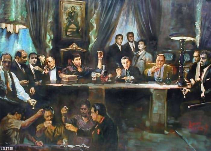 تابلو نقاشی مهمانی قهرمانان بد گانگستر مافیایی – شماره سوم