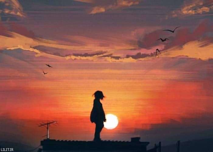 تابلو نقاشی غروب در پشت بام