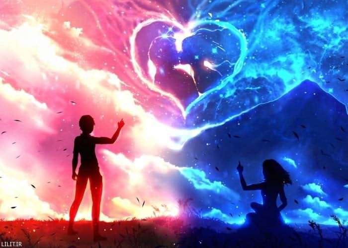 تابلو نقاشی عشق در دو دنیای متفاوت