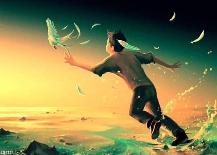 تابلو نقاشی به دنبال پرنده خوشبختی