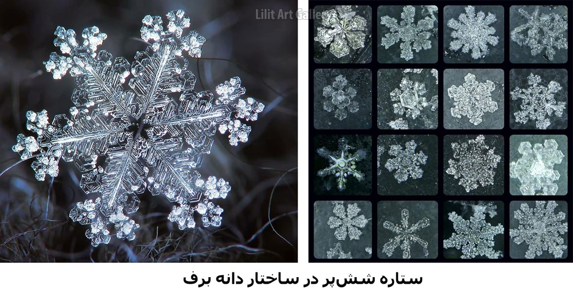 هگزاگرام در دانههای منجمد برف