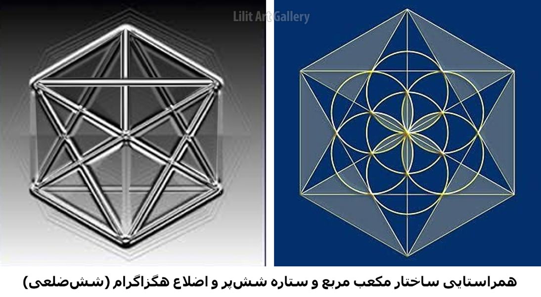 ارتباط مکعب، مربع، ششضلعی و هگزاگرام
