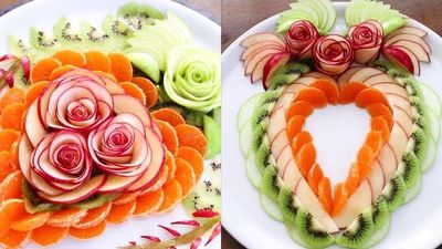 3 ایده میوه آرایی و تزیین به شکل گل رز 3 ایده میوه آرایی و تزیین به شکل گل رز