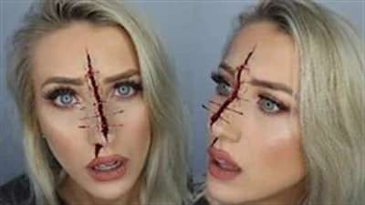 آموزش گریم تغییر چهره زخم صورت شکافته و بخیه خورده آموزش گریم تغییر چهره زخم صورت شکافته و بخیه خورده